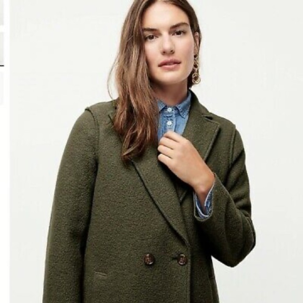 J Crew Dark Moss Boiled Wool Daphne Topcoat 10 - Picture 2 of 9